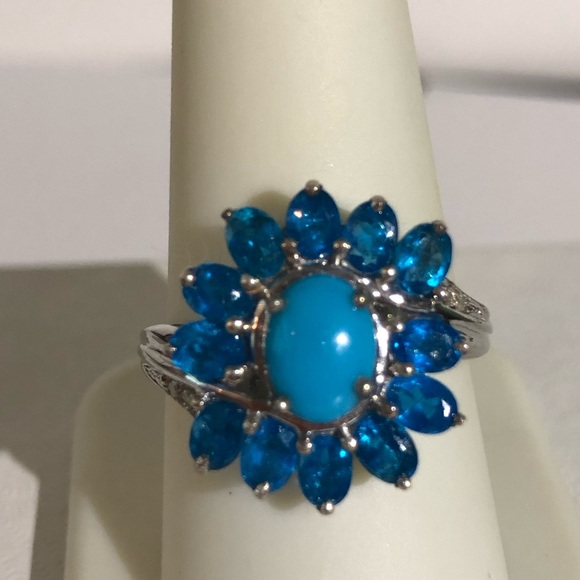 Turquoise & Neon Apatite Ring 2.36 ctw
